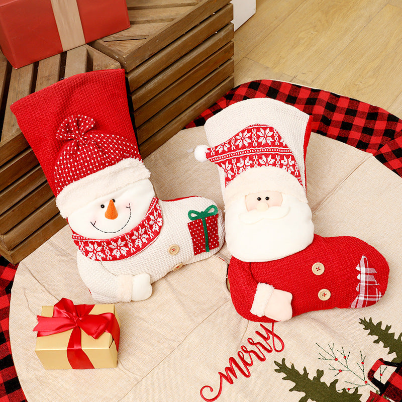 Large Red White Knitted Christmas Decor For Home