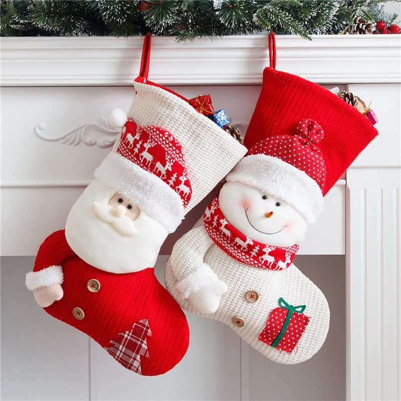 Large Red White Knitted Christmas Decor For Home