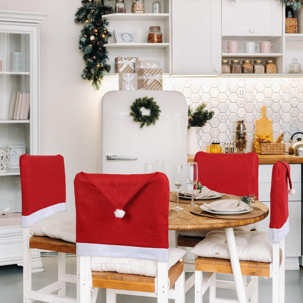 4pcs 12pcs Christmas Chair Covers Santa Hat Chair Covers