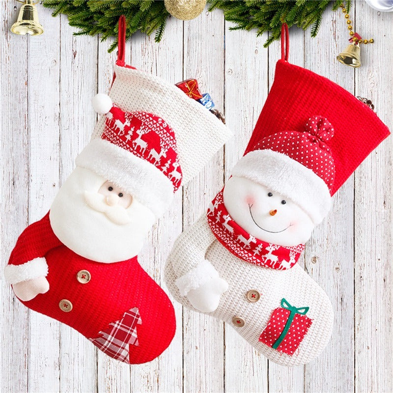 Large Red White Knitted Christmas Decor For Home