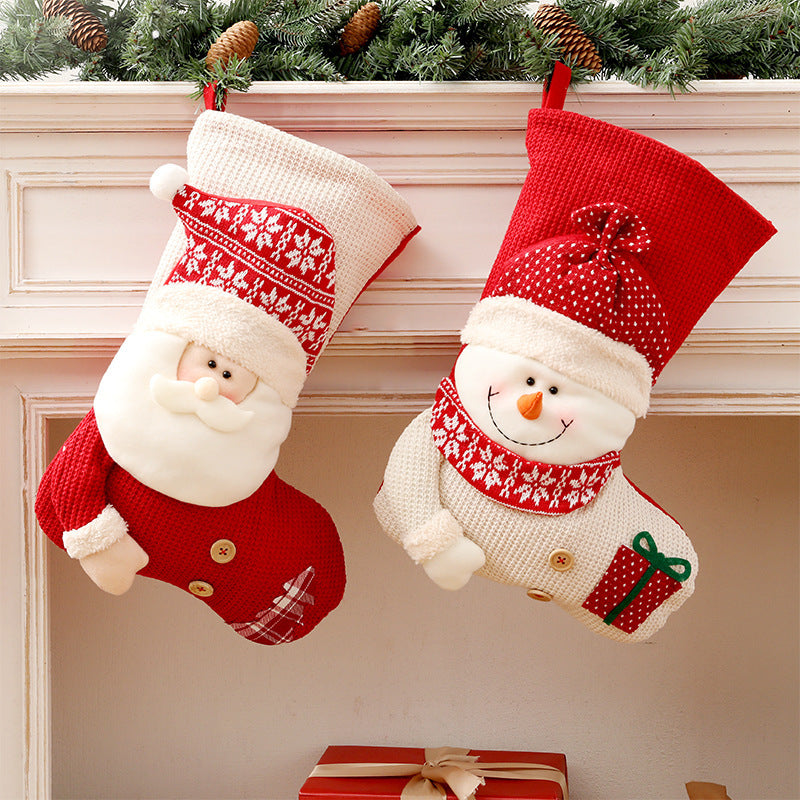 Large Red White Knitted Christmas Decor For Home