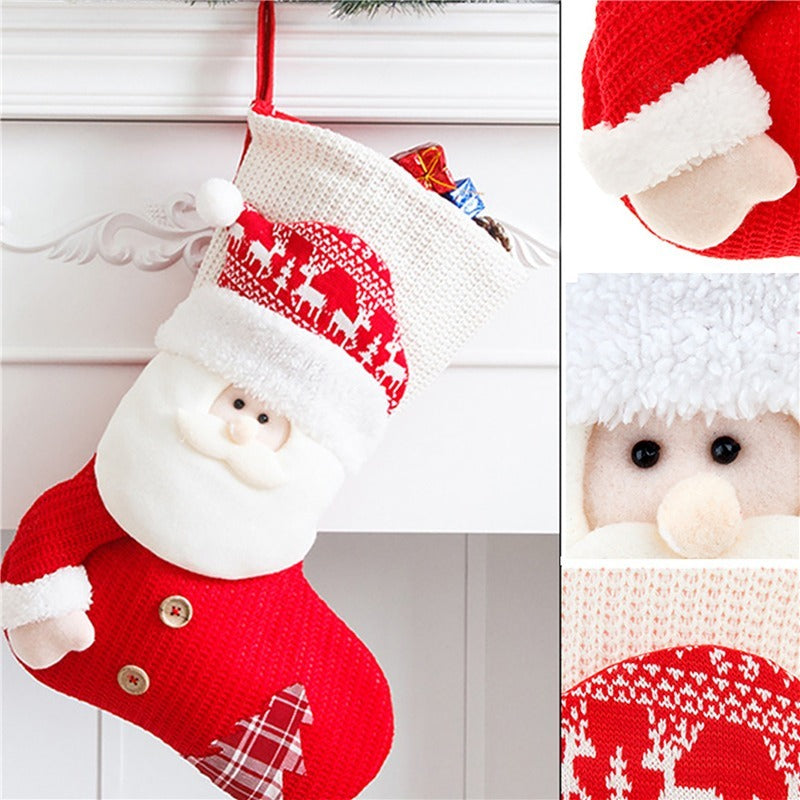 Large Red White Knitted Christmas Decor For Home