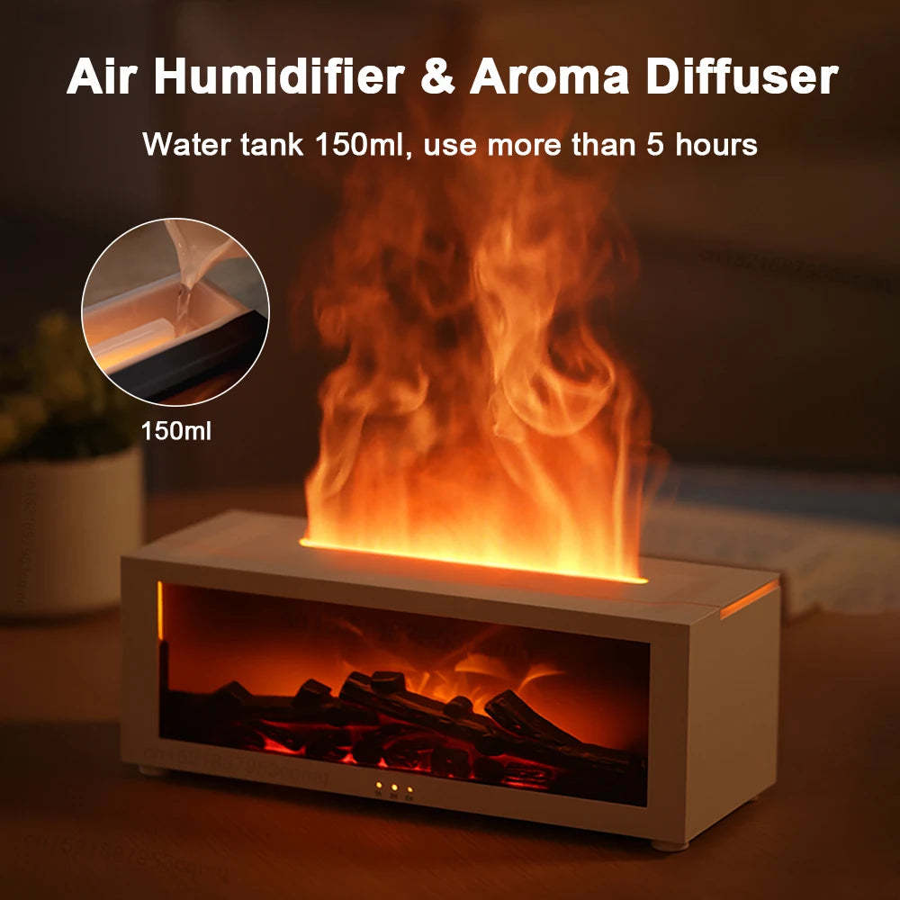 Perfect Christmas Gift: 3D Flame Aromatherapy Diffuser with Large Mist Output and Colorful LED Lights
