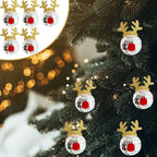 5PCS Disco Mirror Elk Horn Christmas Ball Silvery Xmas Tree Decoration