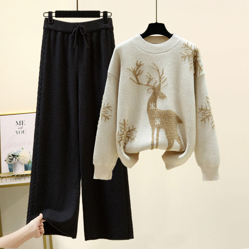 Sweater Was Thin And Versatile Casual Pants Two-piece Suit