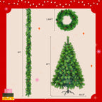 6 Feet Long Grass Green Christmas Tree, Big Branch Pine Tree, Pre-Installed Lighting Set