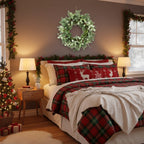 24in Christmas Wreath Foliage Cedar With Pinecone & Berry Accents Artificial Plants Garland