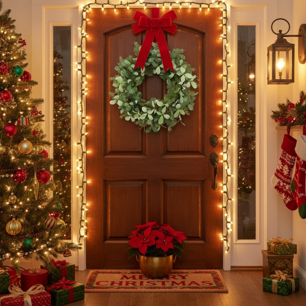 24in Christmas Wreath Foliage Cedar With Pinecone & Berry Accents Artificial Plants Garland