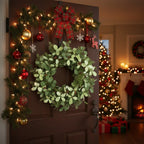 24in Christmas Wreath Foliage Cedar With Pinecone & Berry Accents Artificial Plants Garland