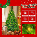 6 Feet Long Grass Green Christmas Tree, Big Branch Pine Tree, Pre-Installed Lighting Set