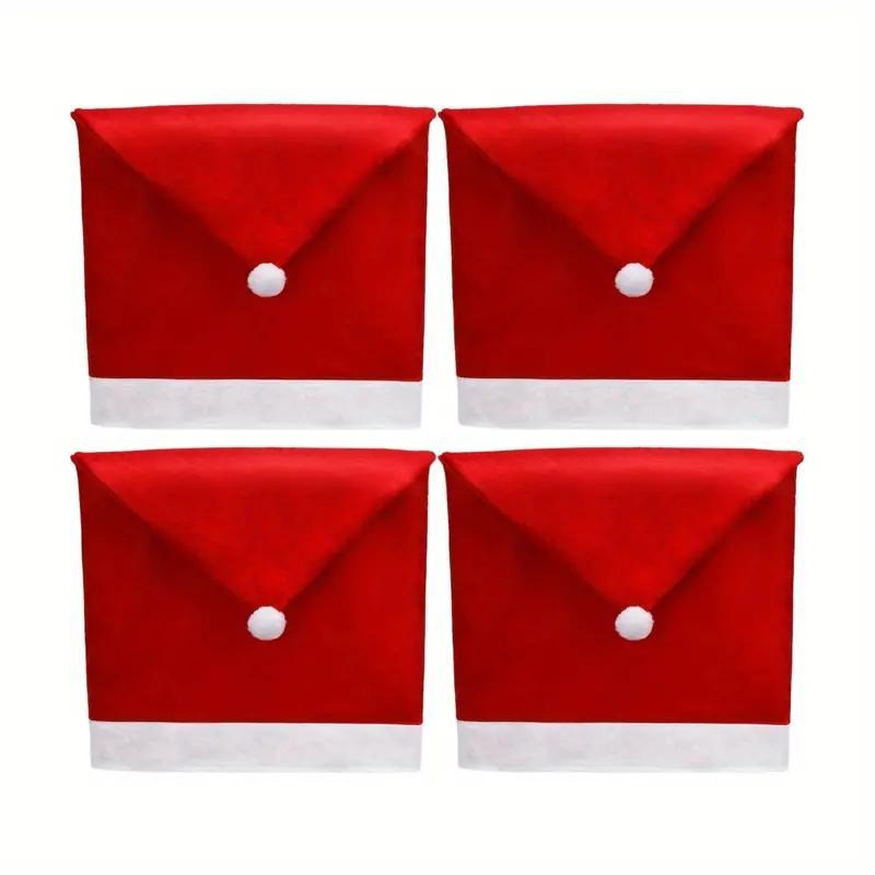 4pcs 12pcs Christmas Chair Covers Santa Hat Chair Covers
